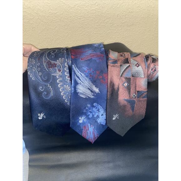 Lot of 3 Don Loper Beverly Hills Vintage Silk Blend and Poly Wide Ties - Picture 1 of 7
